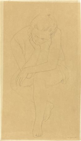 Firmato in basso a destra Emanuele Cavalli (1904 - 1981) Studio femminile...