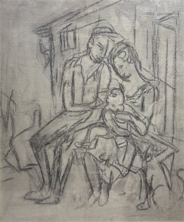 Entro cornice. Giovanni Stradone (1911 - 1981) La famiglia 1952 carboncino su...