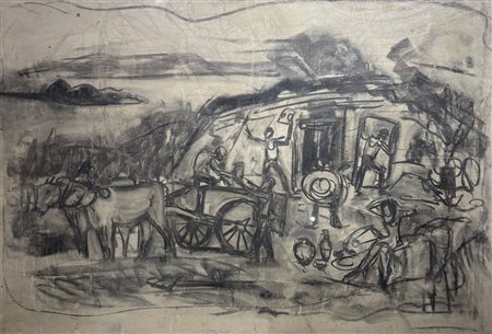Entro cornice. Giovanni Stradone (1911 - 1981) La cava 1962 carboncino su...