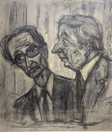 Entro cornice. Giovanni Stradone (1911 - 1981) La tresca 1963 carboncino su...