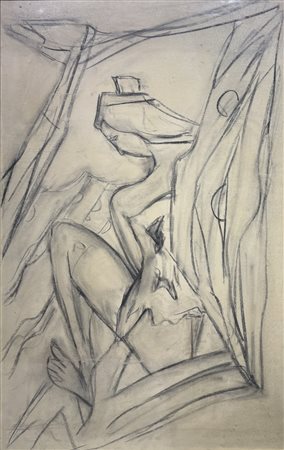 Entro cornice Giovanni Stradone (1911 - 1981) La modella 1970 carboncino su...