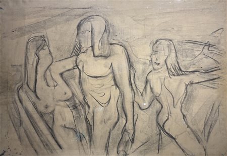 Entro cornice. Giovanni Stradone (1911 - 1981) Figure 1961 carboncino su tela...