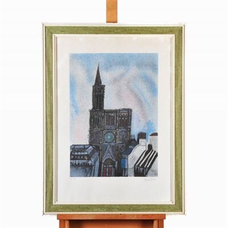 Prova d’autore, in cornice. Franco Gentilini (1909 - 1981) Veduta di...