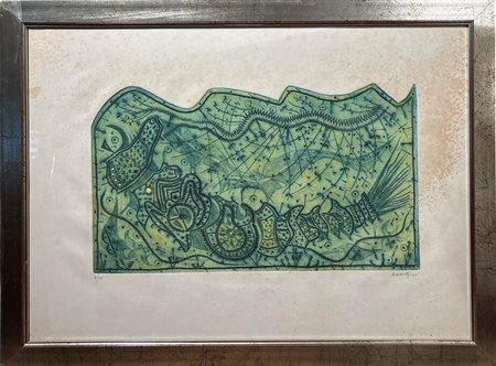 Firma, data e timbro a secco della stamperia in basso a destra. Es. N. 8/40...