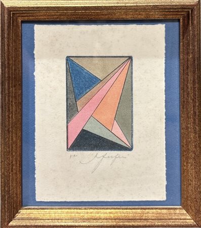 Amintore Fanfani, "Composizione astratta", es. P.A, 20 x 14 cm, firma a...