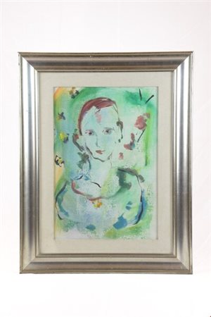 In cornice. Ernesto Treccani (Milano , 1920 - 2009) Ritratto femminile Olio...