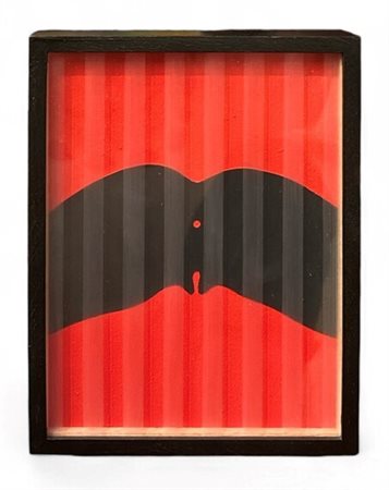 Firmato sul telaio. Timbro e firma al retro della tela. In cornice con vetro...