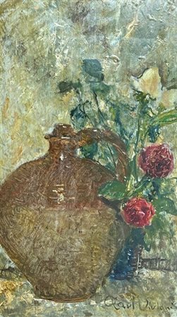 Firmato in basso a destra. In cornice. Raul Viviani (1883 - 1965) Orcio con...