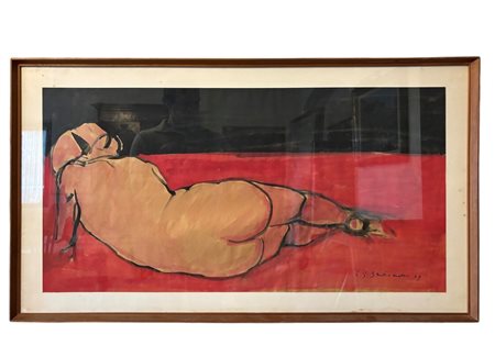 firmato in basso a destra Luciano Bruttomesso, datato 1969. In cornice Nudo...