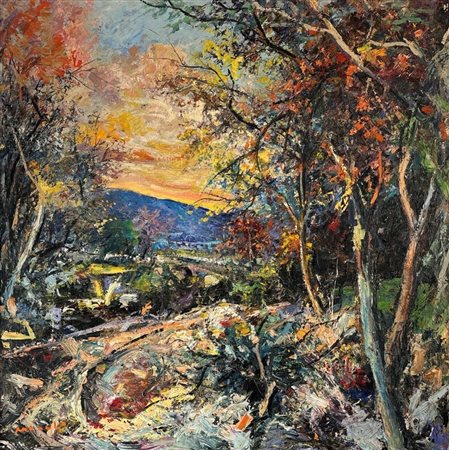 Firmato e titolato altero. in cornice. Pasquale Monaco (1947 - ) Quasi sera...