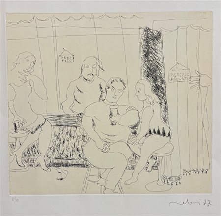 Es. n. 67/80. Firmata la fronte. Gino Meloni (1905 - 1989) Al bancone 1977...