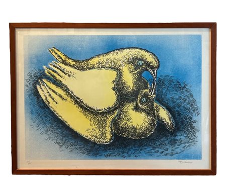 Es 18/99. Firmato a matita. Entro cornice. Aldo Turchiaro (1929 - ) Volatili...