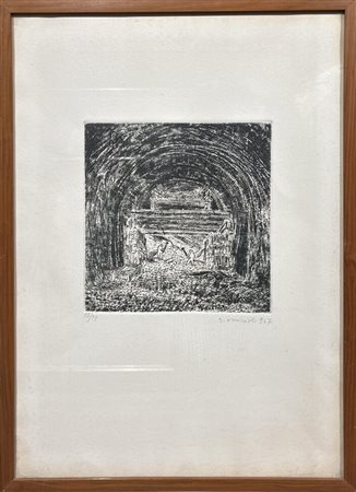 "Paesaggio", es. n. 55/99, 34 x 48 cm, firma a matita in basso a destra. In...