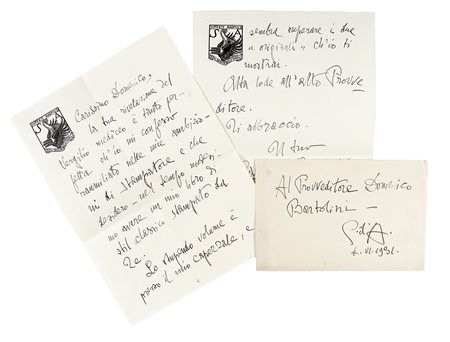 D'Annunzio Gabriele, Lettera autografa firmata, inviata a Domenico Bartolini....