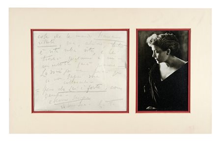 Duse Eleonora, Lettera autografa siglata, inviata ad una amica. Non datata,...