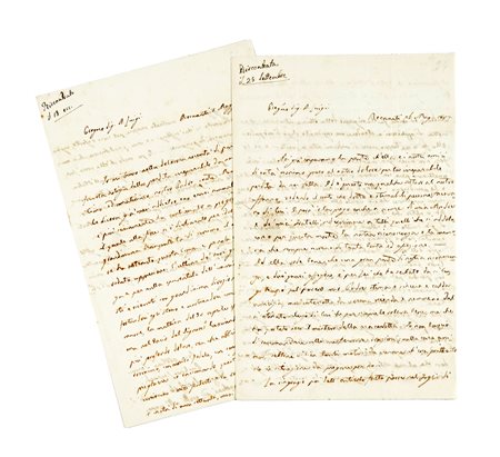 Leopardi Paolina, Due lettere autografe firmate inviate a don Luigi Palmieri....