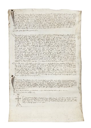 Atto notarile pergamenaceo. Datato 30 agosto 1368. Manoscritto pergamenaceo a...