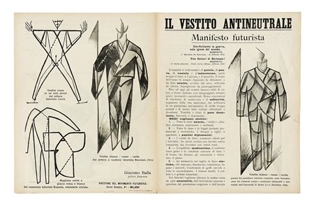 Balla Giacomo, Il vestito antineutrale. Manifesto futurista. Milano:...