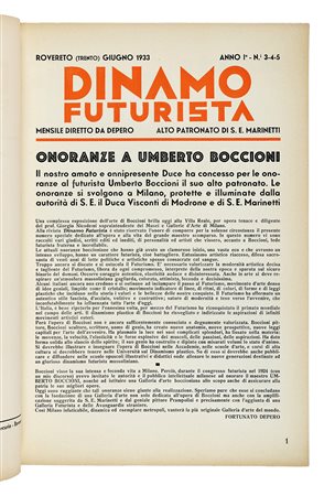 Depero Fortunato, Dinamo futurista. Anno I, nn. 3-4-5. Rovereto: [Tipografia...