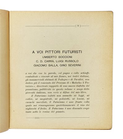 Marinetti Filippo Tommaso, Distruzione. Poema futurista. Milano: Edizioni...