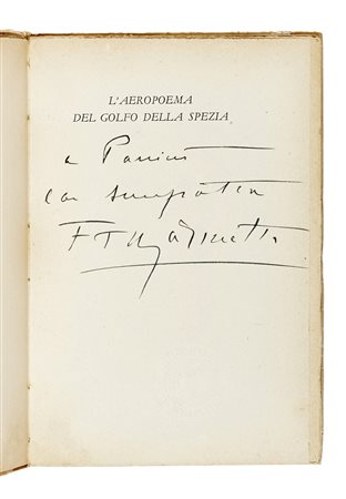 Marinetti Filippo Tommaso, Dedica autografa su libro L'aeropoema del Golfo...
