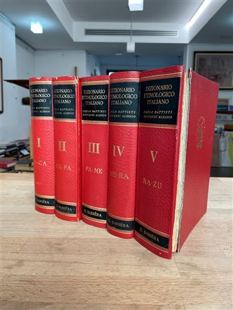 DIZIONARIO ETIMOLOGICO ITALIANO - Lotto unico di 5 volumi del Dizionario Etimologico Italiano a cura di Carlo Battisti e Giovanni Alessio: