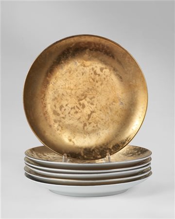 Piero Fornasetti Sei piatti con decoro "Grande antico". Milano, inizi anni '60.