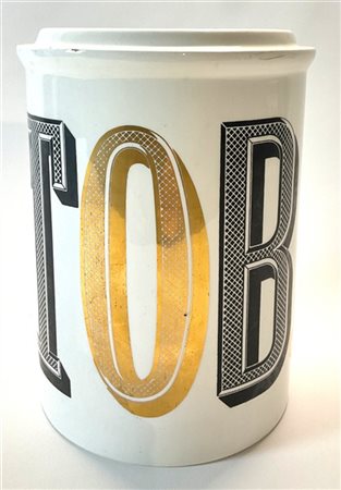 Fornasetti Compostiera in ceramica formata a colaggio, serigrafata in nero e dec