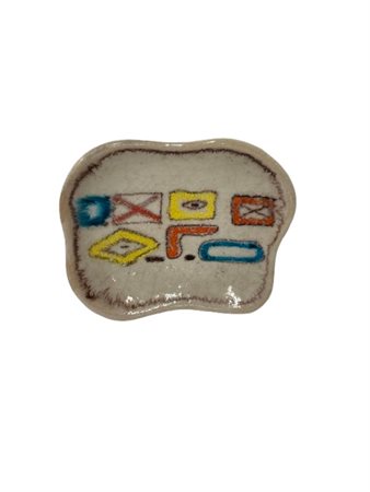 Guido Gambone Posacenere in ceramica smaltata in policromia con soggetti geometr