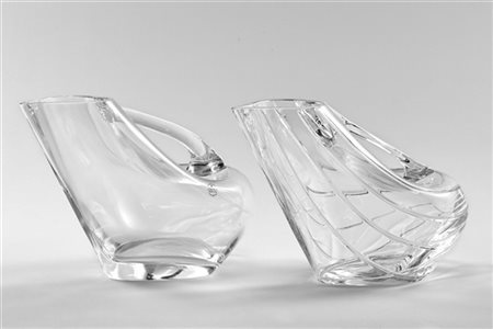 Angelo Mangiarotti Due caraffe in cristallo delle serie "Anatis" e "Anatis tagli