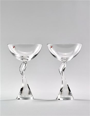 Angelo Mangiarotti Due coppe in cristallo della serie "Vestale". Manifattura Col