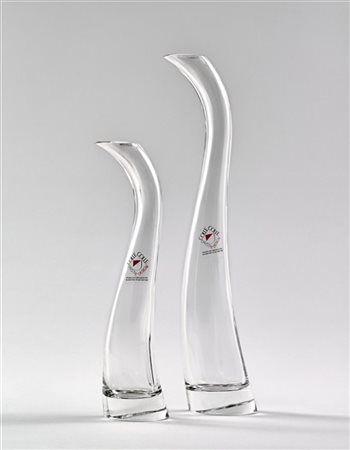 Angelo Mangiarotti Due vasi soliflore in cristallo della serie "Autunno". Manifa