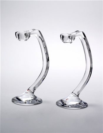 Angelo Mangiarotti Coppia di candelieri in cristallo modello "Alter". Manifattur