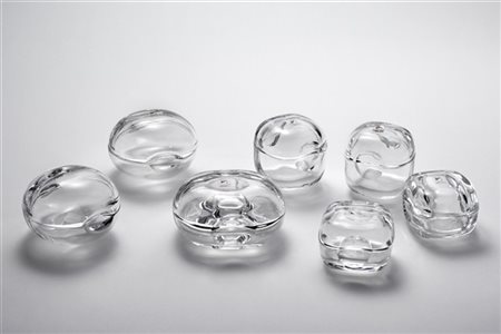 Angelo Mangiarotti Sette scatole diverse in cristallo della serie "Surprise". Ma