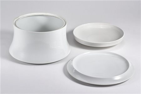 Angelo Mangiarotti Lotto composto da un piatto centrotavola in ceramica smaltata