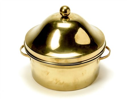 Gabriella Crespi Contenitore/secchiello biansato in ottone con presa del coperch