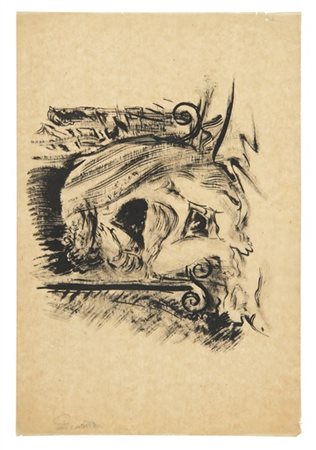 Tomaso Buzzi Disegno con figura femminile avvolta da mantello della serie "Nudi"