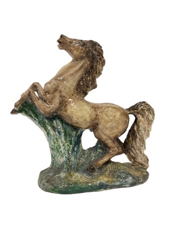 "Cavallo"Scultura in ceramica. Milano, 1983. Firmata e datata