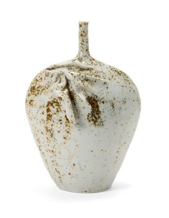 I. Cipolla Vaso a collo stretto in ceramica a pasta grigia smaltata a macchie co