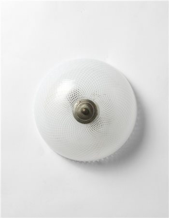 Venini (Attribuito)
Piccola plafoniera in vetro soffiato cristallo reticello lat