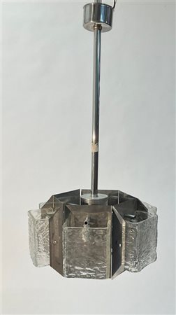 Mazzega (Attribuito)
Lampada a sospensione a sei luci in acciaio, metallo cromat