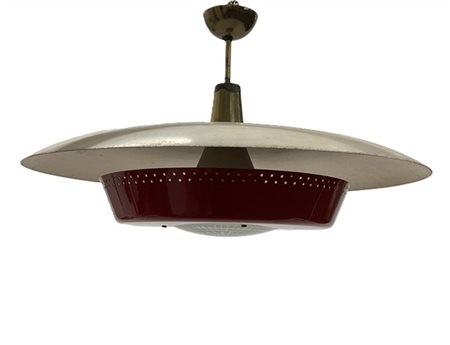 Stilux (Attribuito)
Lampada a sospensione. Italia, anni '50/'60. Ottone e allumi