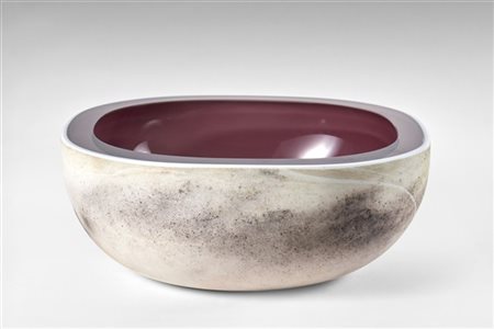 Manifattura di Murano Centrotavola in vetro incamiciato di forte spessore lattim