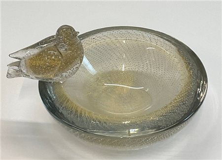 Manifattura di Murano Ciotola svuotatasche decorata da colomba applicata a caldo