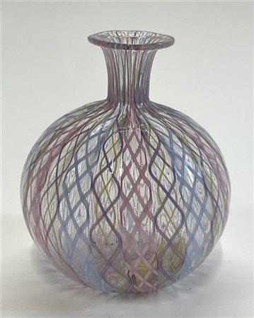 Manifattura di Murano Vasetto soliflore in vetro soffiato a canne a retortoli cr