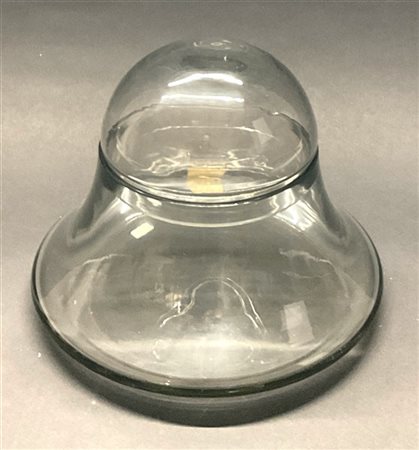 Compostiera in vetro soffiato fumé trasparente. Murano, anni '60/'70. Recante e