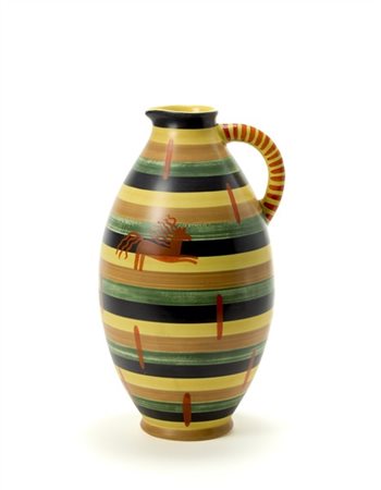 Lenci Brocca in ceramica formata a colaggio smaltata a fasce orizzontali opache