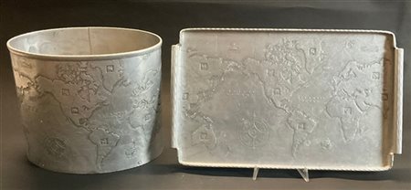 ARTHUR ARMOUR Lotto composto da un vassoio e una glacette in alluminio martellat