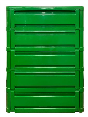 Olaf Von Bohr Cassettiera in plastica verde modello "4963". Produzione Kartell,