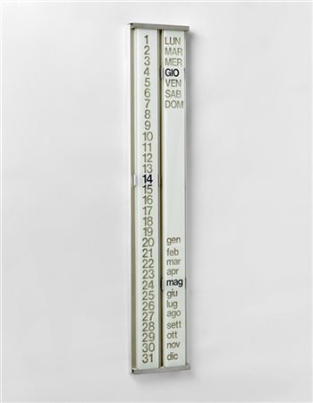 Marco Rebo Calendario. Produzione Robots, Milano, anni '70. Struttura in allumin